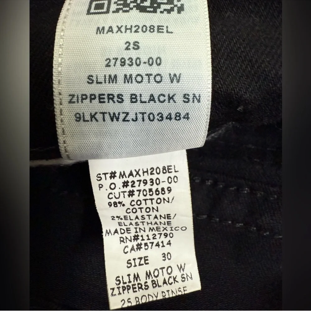 True Religion Slim Moto Zippered Black Jeans Men’s Size 30